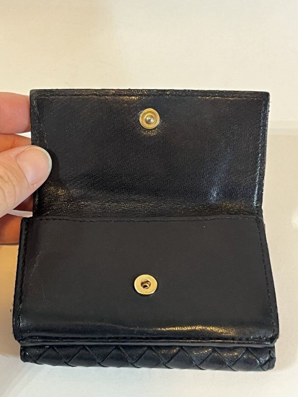 Vintage Bottega Veneta Black Intrecciato Snap Wallet Authentic 🇮🇹 - Picture 7 of 15